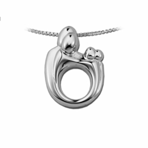 Afbeelding van M'amour familie hanger + 2 kinderen witgoud G31 