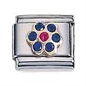 Afbeelding van Zoppini - 9mm - zirkonia bloem blauw/rood